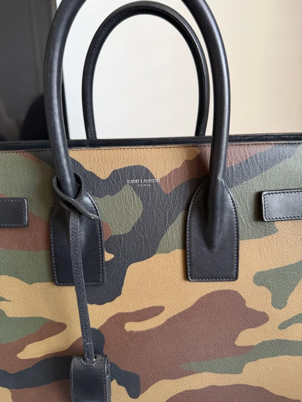 Saint Laurent Camo “Sac De Jour” Handbag - Picture 2 of 10
